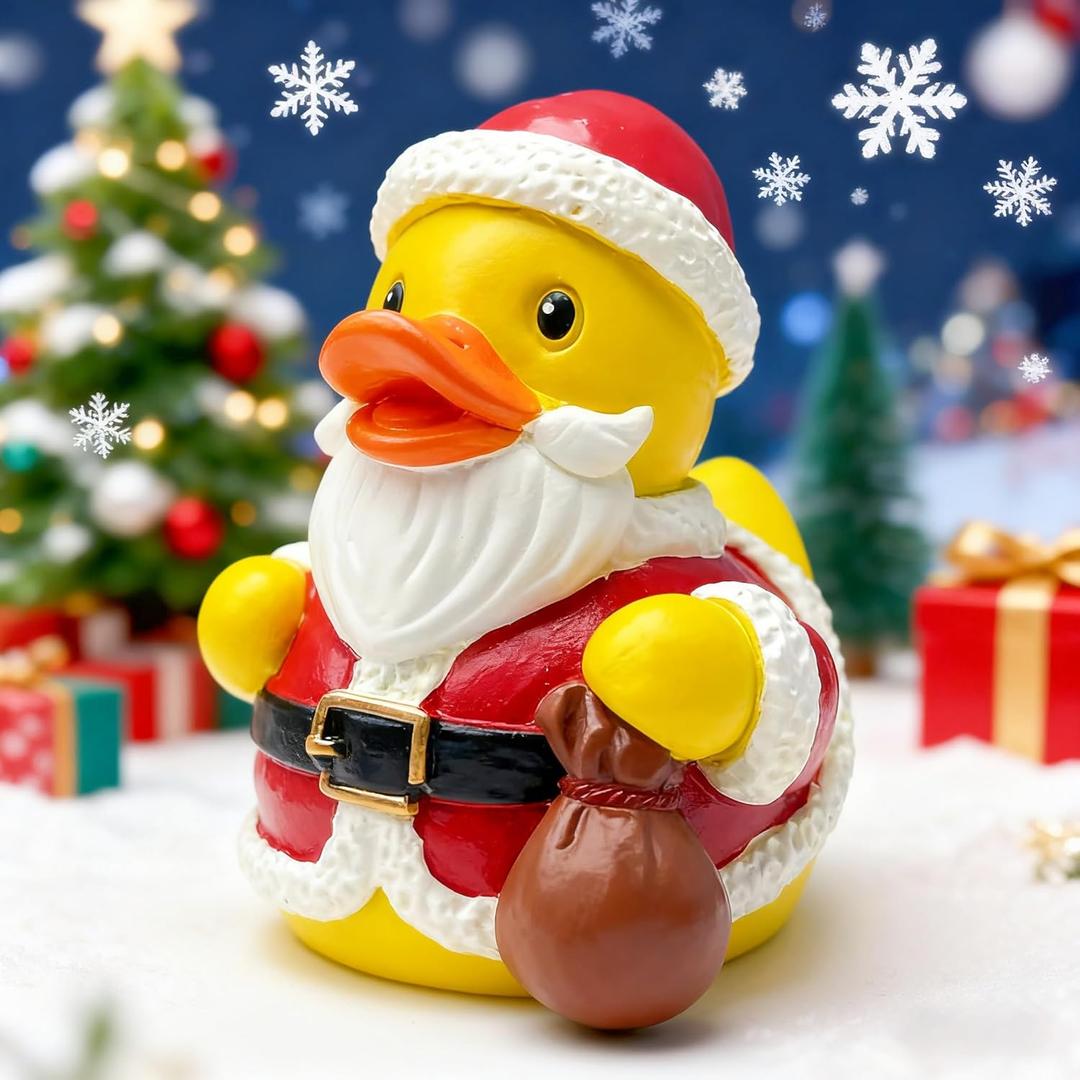 Christmas Santa Claus Duck Sculpture,Cute Resin Christmas Duck Figurines for Car Dashboard Office Desk Home Christmas Decor Novelty Gifts (Santa Claus)