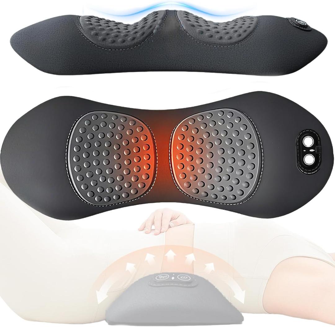 3 in 1 Lumbar PillowSmooth Triple Fusion Electric Back Massager with Vibration & Heat for Bed,Chair