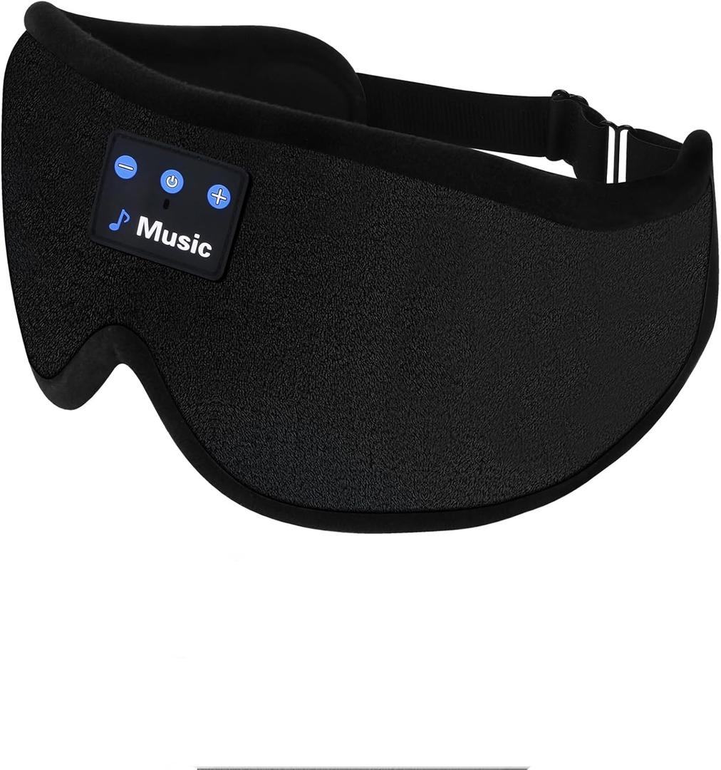 3D Sleep Mask with Bluetooth Headphones, Sleeping Headphones for Side Sleepers, Wireless Music Eye Mask with Ultra-Thin Stereo Speakers for Men, Women