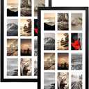 12 Opening 4x6 Black Collage Picture Frames Set of 2, Multiple Frames for Displaying 6x4 Photos with White Mat