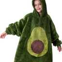 Giggling Getup Wearable Blanket Hoodie for Girls and Boys Sherpa Fleece Hooded Blanket Sweatshirt Warm Cozy Sherpa Wearable Throw Oversized Hoodie with Giant Pocket & Sleeves for Kids Avocado