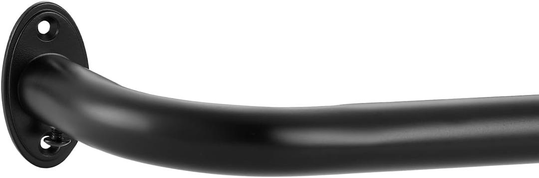 Room Darking Curtain Rod, 28-148 Inch Adjustable Window Curtain Rods Wrap Around 1inch Diameter Single Splicing Curtain Rod, Matte Black