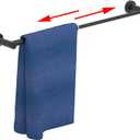 2 Pack Adjustable Towel Bar, HOMOTEK Economical Bathroom Towel Holders, Towel Rod Size from 12 Inch to 22 Inch Single Towel Racks, Wall Mount Towel Rail, Hanger Towel Hook for Kitchen(Matte Black)