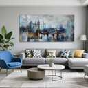 Pogusmavi Large Wall Art for Bedroom Abstract City View Canvas Art Modern Home Decor Gray Blue Buildings Prints for Bedroom Wall Art Office Artwork Wall Decor for Living Room Decor 29x58 inches (58L" x 29W")