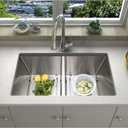 SANYCASA 33 Inch Double Bowl Kitchen Sinks with Quick Drain Slope - 11 Gauge (3mm) 304 Stainless Steel Undermount Kitchen Sink with Accessories, 33 x19 x10