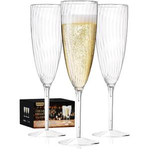 Plastic Champagne Flutes, 36 PCS Clear Disposable Wine Glasses Reusable Plastic Cocktail Cups for Home Daily Life Party Birthday Wedding Toasting Drinking Champagne(6 oz)