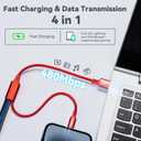 Short Multi Charging Cable, 1Ft/2Pack Multi Charging Cord, 4 in 1 Multiple USB Charger Cable,Fast Charging with IP/Type C/Micro USB Ports for Cell Phones/iPhone Series/Tablets/Galaxy/PS and More