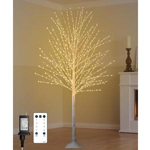 6FT Lighted Birch Tree with 880 LED Warm White Lights, 8 Twinkle Modes, Timer, Dimmable Artificial Light Up Twig Christmas Tree for Indoor Outdoor Xmas Holiday Party Decor