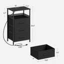 JARHETUN Night Stand Set 2 with Charging Station, 3 Drawer Nightstands with LED Lights, End Table with Outlets and USB Ports, Side Table with Open Shelf, Bedside Tables for Bedroom, Black, 15" X 11.2" X 26.4"