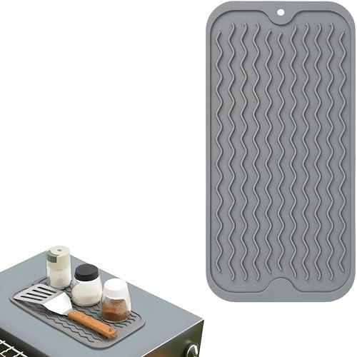 Geban 12 x 6" Silicone Griddle Mat for Blackstone Grill, Heat Resistant BBQ Tool Mat for Outdoor Grilling, Camping Cooking, Griddle Grill Accessories (Grey), 2 Pack