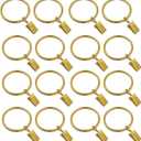 16 Pack Curtain Rings with Clips, Window Clip Rings Curtain Hooks Hangers Clip Rings for Hanging Drapery Drapes Bows,Gold
