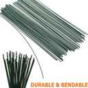 Cosmos 100 Pcs Floral Wire Floral Stem Artificial Flower Stick Stub Stem Metal Plant Support Stakes for Handmade Boutique DIY Craft Floral Arrangement Homemade Garden Stakes, 12 Inch, Dark Green
