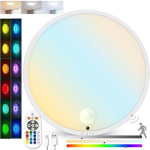 Motion Sensor Ceiling Light, Rechargeable Battery Operated Ceiling Light with 15 Color Temperatures, Motion Activated Closet Light with Magnetic Base for Shower Bathroom Closet Porch Hallway (Neutral White)