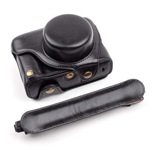 MUZIRI KINOKOO Case Compatible for Fujifilm X100VI Digital Camera, PU Leather Protective Cover with Adjustable Shoulder Strap, Portable Easy Carrying - Black