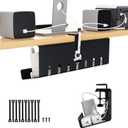 Syeeiex 17" Under Desk Cable Management Tray, No-Drill C-Clamp & Screw Mount, Heavy Duty Metal Cord Organizer with Cable Ties, for Office Home Workspace, Black