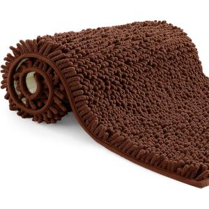 2'x3' Chenille Bath Mat – Non-Slip with Backing Bath Rug Ultra-Absorbent and Machine Washable Bathroom Mat Quick-Dry Design. Ideal for Bathroom and Tub Areas