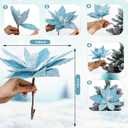 6 Pcs Large Coastal Christmas Ornaments 9.8 Ocean Beach Artificial Poinsettias Christmas Tree Decor Blue Glitter Poinsettia Flower Picks with Starfish Sea Shells for Xmas Tree Decor Wreath Garland