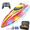 BEZGAR Remote Control Boat for Kids  2.4GHz Fast RC Boat with LED Lights & Portable Suitcase for Pools, Lakes & Salt Water, Summer Water Toys Gifts for Boys & Girls Age 6 7 812 Years Old