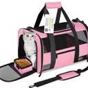 Cat Carrier Pet Carrier Airline Approved for Small Dogs Medium Cats Puppies 15 Lbs Dog Carrier with Reflective Strip, Collapsible Soft Sided Cat Travel Carriers - Pink