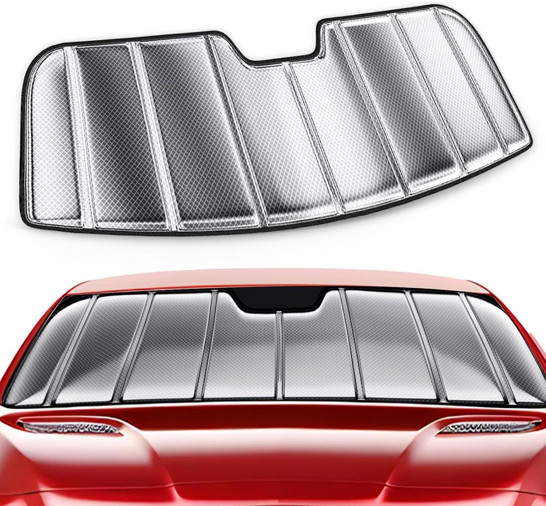 Windshield Sun Shade for Chevrolet Silverado/GMC Sierra 1500/2500HD/3500HD for 2019-2026, Foldable 3-Layer High Reflective Silver Sunshade, Blocks UV Rays & Reduces Cabin Heat