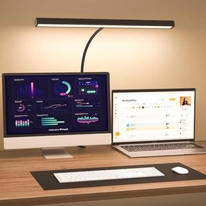 LED Desk Lamp for Office Home, Adjustable Gooseneck,Eye-Caring Task Lamp with 10-Level Dimmable Brightness & 3 Color, 30 Lighting Modes, Table Lamp for Work,Reading,Craft (Black)