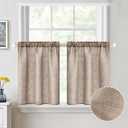 MIULEE Cafe Curtains - 24 Inch Length Half Window, Rod Pocket Tier Curtains 2 Panels W26XL24, Taupe