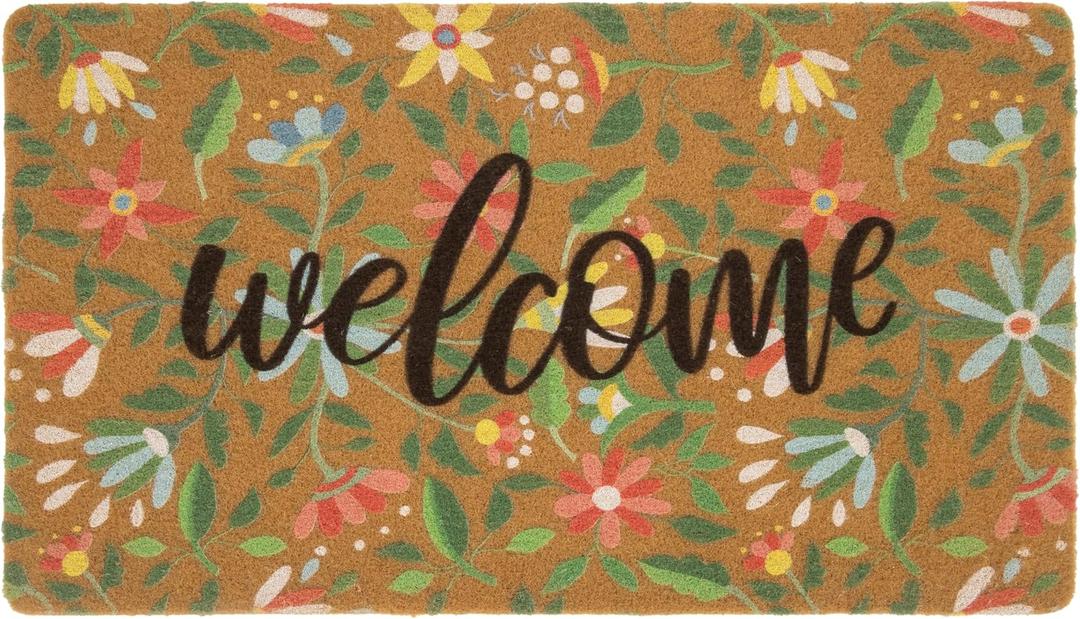 2 x Eohak Spring Welcome Door Mats with Non-Slip Backing Flower Seasonal Door Mat for Farmhouse Door Mat Decoration 17 x 29 Inch (Multi Flower, 17"x29")