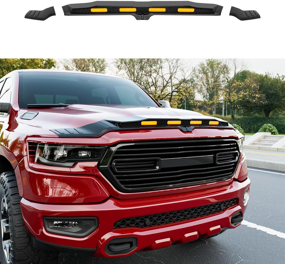 Hood Deflector with Light Compatible with 2019-2026 Dodge RAM 1500