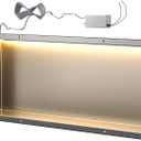 Prefabricated Shower Niche with LED Light, Aluminium Wall Niche, Ready for Tile, Tileable Prefab Shelf for Bathroom Renovation (12''x30'') (brushed)