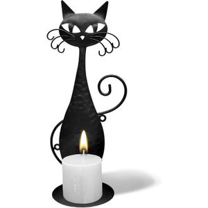 Black Metal Cat Wall Candle Sconces Holder for Pillar Candles Led Flameless Candles (1cat)
