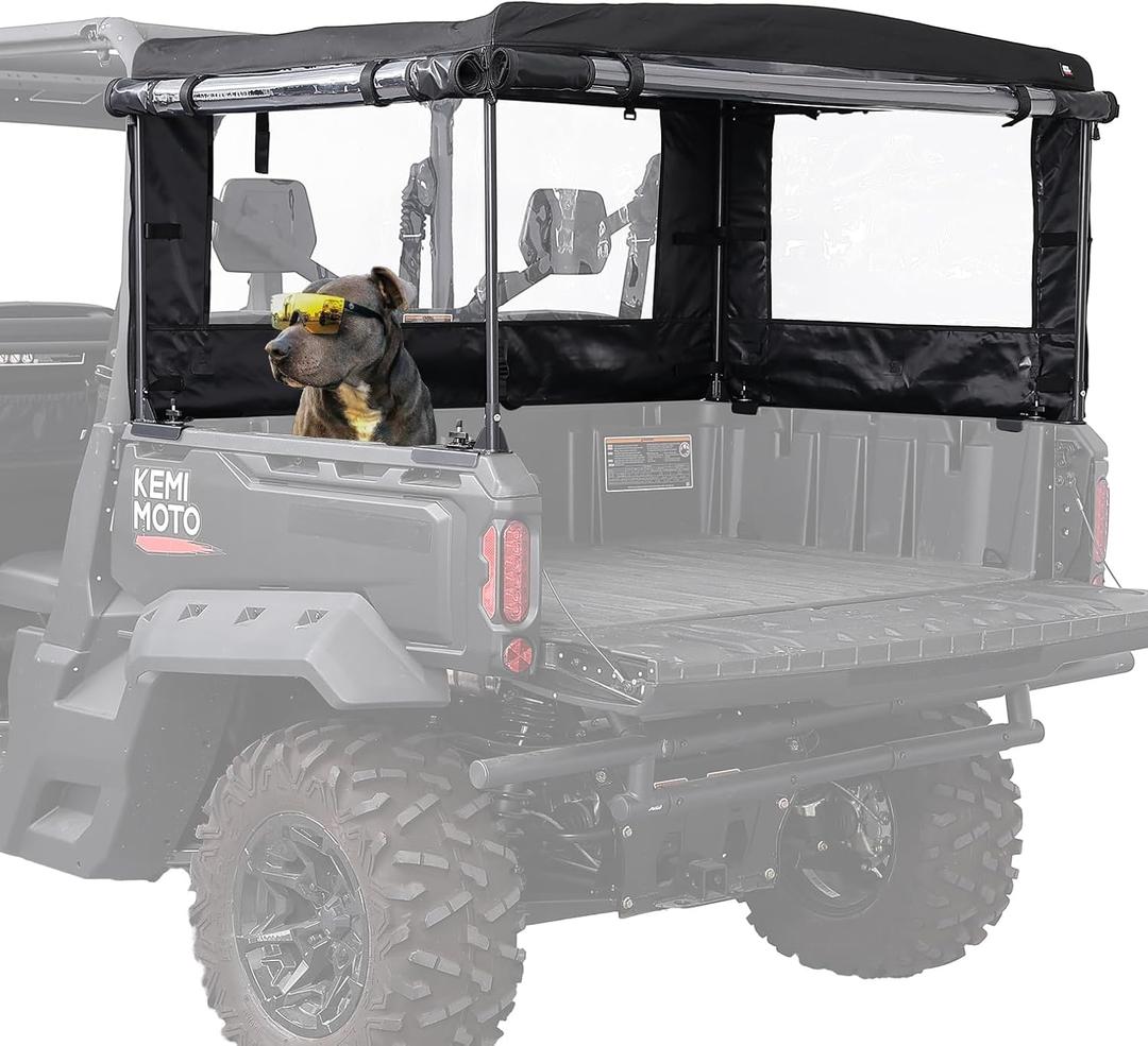 KEMIMOTO UTV Soft Cargo Camper Bed Cover Rack Compatible with Can-Am Defender & Defender Max 2016-2026 Rear Camper Top Canvas Cover Accessories