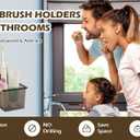 Toothbrush Holder Toothpaste Holder with Wall Mounted Metal Frame & Plastic Black Bathroom Organizer with Tape for Bathroom Toothbrush Toothpaste Floss Makeup Brush Razor - one Pack