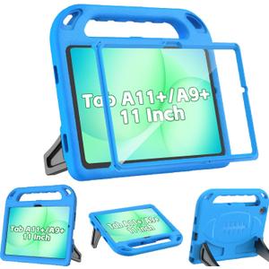 BMOUO Kids Case for Samsung Galaxy Tab A11+ Plus 11 2026/A9+ Plus 11 Inch 2023, with Screen Protector, Shockproof Lightweight Stand Handle Samsung Galaxy Tab A11 Plus/A9 Plus Case for Kids, Blue