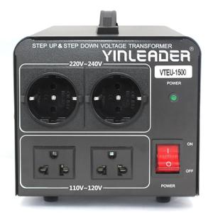 Yinleader 110V to 220V Voltage Converter Transformer Step Up/Down 120V to 240V with 2 US&2 EU Outlets 1500W [110V US Power Cord Included Only, No 220V Cord]