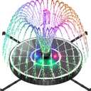SZMP 3.5W Glass Solar Fountain with Swivel-Out Fixed Rods, Solar Bird Bath Fountains with LED Lights and 2000mAh Battery, 7 Nozzles, Outdoor Solar Water Fountain Pump for Garden, Pool, Pond (White)