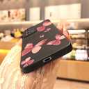 for Samsung Galaxy A53 5G Phone Case, Fashion Flower Pattern Design Girls Women Liquid Silicone Cover, Slim Shockproof and Scratch-Resistant Soft Case for Samsung A53 - Butterfly Black