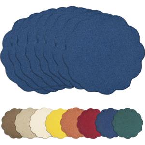AHHFSMEI Round Faux Linen Placemats Set of 8 Heat Resistant Non-Slip Stain Proof Table Mats for Kitchen Dining Elegant Decor Place Mats (Navy Blue,8)