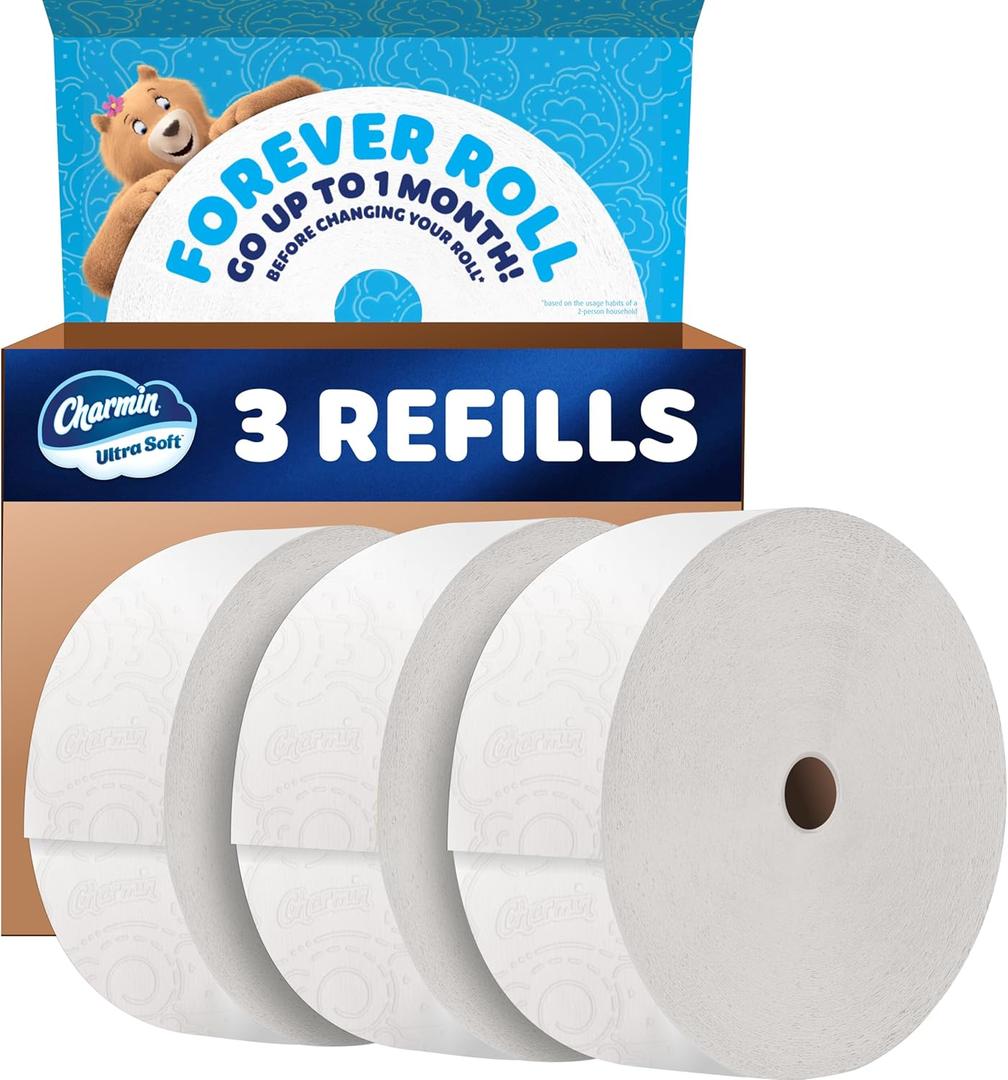 Charmin Toilet Paper Ultra Soft, 3 Forever Rolls Refill Rolls, 2-ply Bath Tissue, 3 Rolls (3 Rolls (1700 Sheets each))