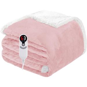 Electric Heated Blanket Full Size 72"x84", Soft Flannel with Overheat Protection, 9 Adjustable Heat Settings & 10-Hour Auto-Off Timer, Fast Heating for Winter Comfort, for Couch & Bed, Pink
