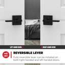 Kwikset Casey Interior Privacy Door Handle with Lock, Door Lever For Bathroom and Bedroom, Matte Black Reversible Keyless Turn Lock, with Microban Protection
