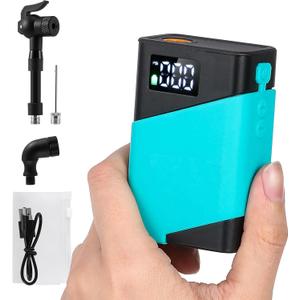 Mini Bike Pump 120 PSI Auto Stop with Schrader/Presta/Needle Valves & Disc Wheel Adapter, Portable Tiny Electric Air Pump for Motorcycle, Mountain City Road and E-Bike