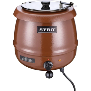 SYBO SB-6000-1B Commercial Grade Soup Warmer Kettle with Hinged Lid and Detachable Stainless Steel Insert Pot for Restaurant Parties Buffet, 10.5 Quarts, Brown