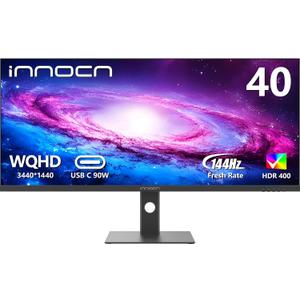INNOCN 40C1R Ultrawide Monitor 40" WQHD 3440 x 1440p 144Hz FreeSync Premium HDR400 21:9 Computer Display 95% DCI-P3 500Nits IPS USB Type-C HDMI Tilt/Height Adjustable, Mountable