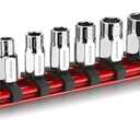 WORKPRO 1/4" Drive Socket Set, 10-Piece SAE CR-V Socket Set with Sturdy Socket Organizer, 6-Point Standard & Shallow Sockets 5/32" to 9/16", External Hex Socket Set with Socket Rail for Anti Rolling