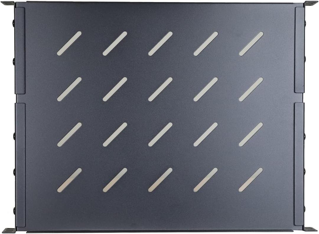 Aeons 1U 19-inch Fixed Rack Server Shelf Vented 4 Post Rack Mount Shelf 14 inches Adjustable Mounting Depth, for IT Data Network Cabinet Enclosure Equipment