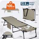 KingCamp Tanning Chair with Face Hole, Lounge Chairs Outdoor Folding Comfy Adjustable 5-Position Lay Flat Foldable Chaise Chaser Lounger for Outside Beach Patio Sun Bathing Pool, Beige