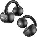 TOZO OpenEarRing True Open Ear Headphones, Lightweight Comfort Open Ear Clip Wireless Earbuds, 40H Play Bluetooth 5.4 Headphones with Smart Digital Display Design Fit Sports Running, Workout Black
