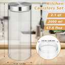 6 Pcs 68oz Clear Glass Canister Set with Stainless Steel Lids, Food Storage Containers for Kitchen & Pantry Storage, Dry Foods Including Flour Sugar Coffee Rice Tea Spices Herbs