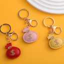 2 x Money Bag Keychain, Hand-Sewn Bag Charms for Tote Bags Purse Handbags PU Bag Accessories