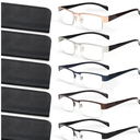 BLS BLUES Reading Glasses Men, Stylish Metal Eyeglasses, Blue Light Readers for Men, Computer Eye Glasses, Cheaters, +2.75